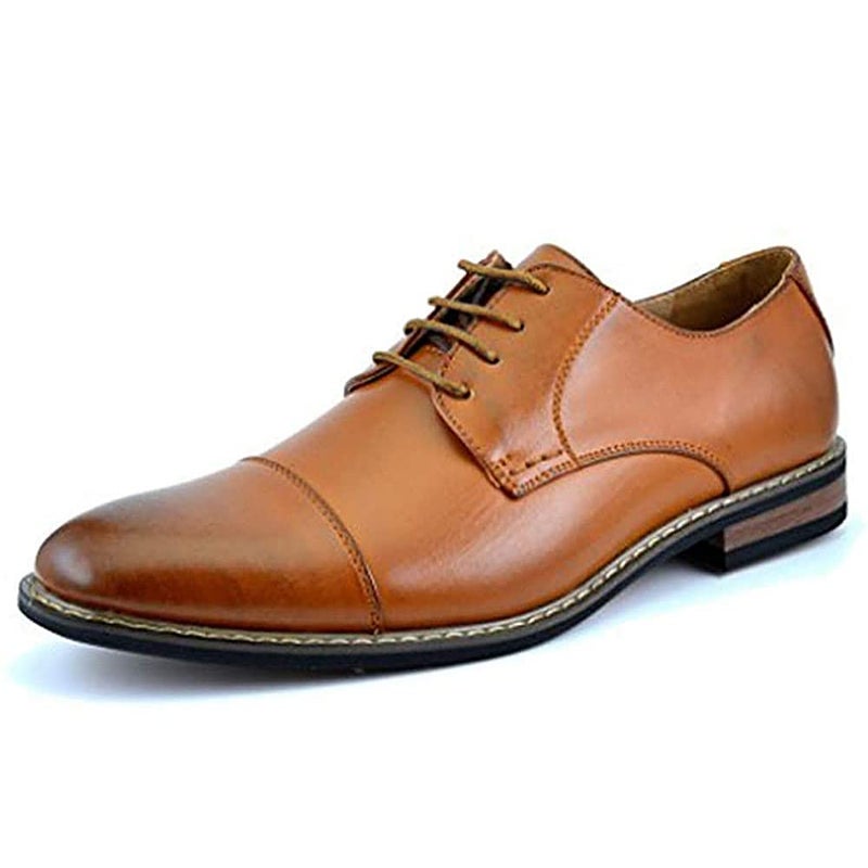 Bruno Marc Moda Italy Prince Men's Classic Modern Oxford Lace Dress Shoes,Size 10.5W,Brown - Image 1